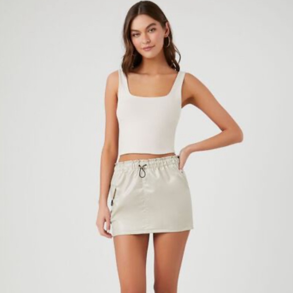 NWT ⚜️ Just Polly NY Forever 21 Toggle Drawstring Mini Skirt size L - Picture 1 of 15